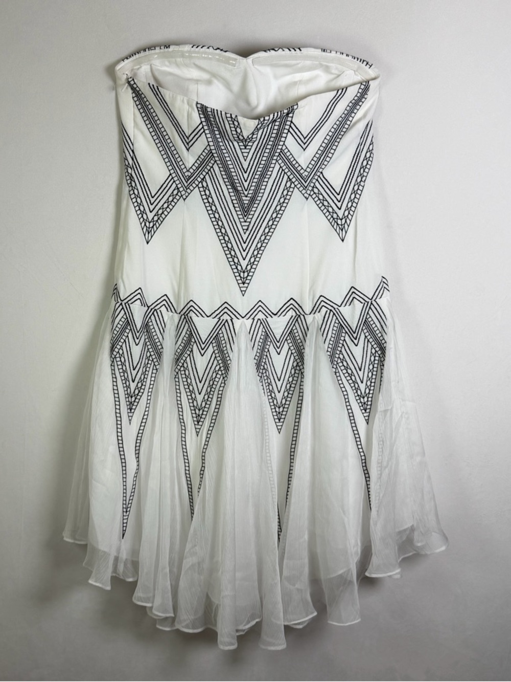 Free People Womens Sz 4 Strapless White Embroidered Fit Flare Mini Party Dress - Picture 7 of 15